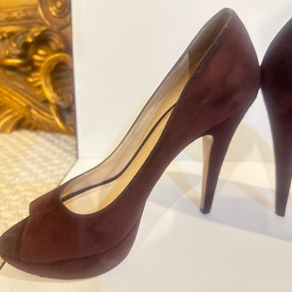 Suede Prada Peeptoe Pumps Sz 38 - Picture 9 of 14